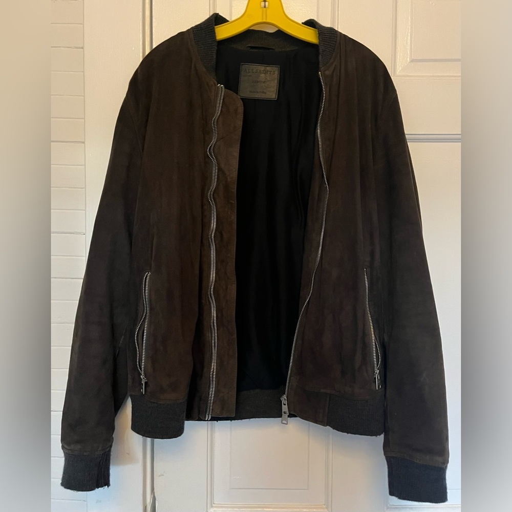 All Saints Brown Suede Bomber - Picture 2 of 5